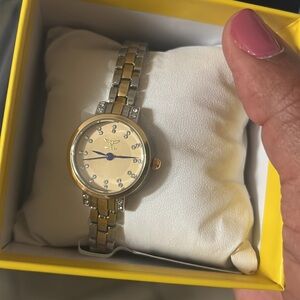 Gold and Silver Watch with Crystal Accents